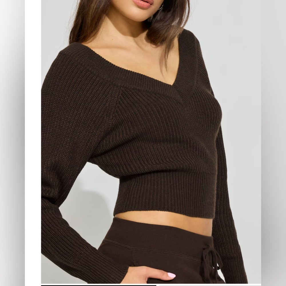 Garage Dark Brown V-Neck Sweater